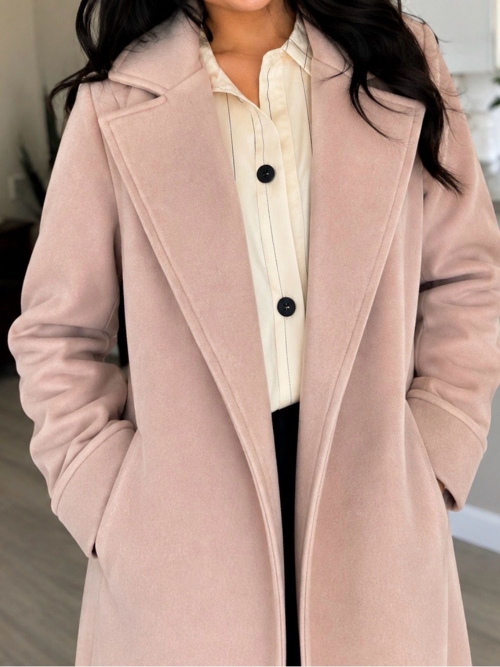 Elegant Women's Long Coat - Pink